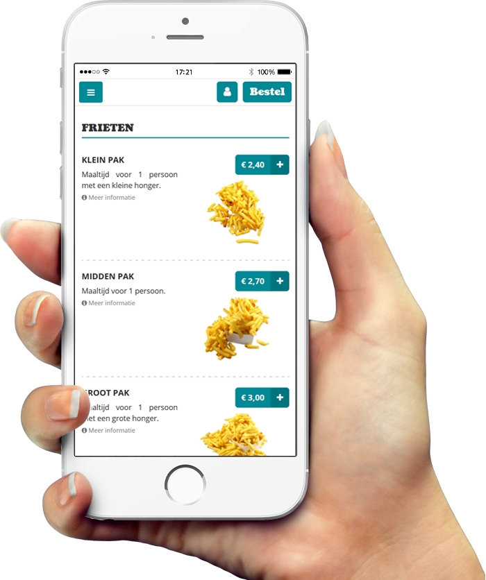 Voorbeeld van onze app op smartphone